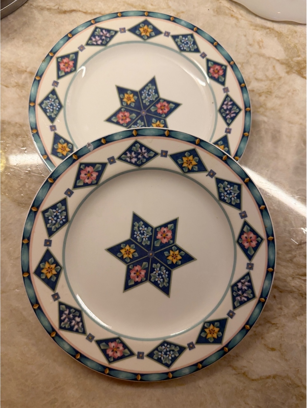 Set of 2 Vintage Pfaltzgraff Crystaflora Atmosphere 8-1/4" Salad Plates